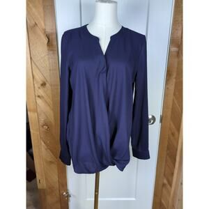 Ann Taylor Women's M Navy Long Sleeve Tunic Top with V-Neckline